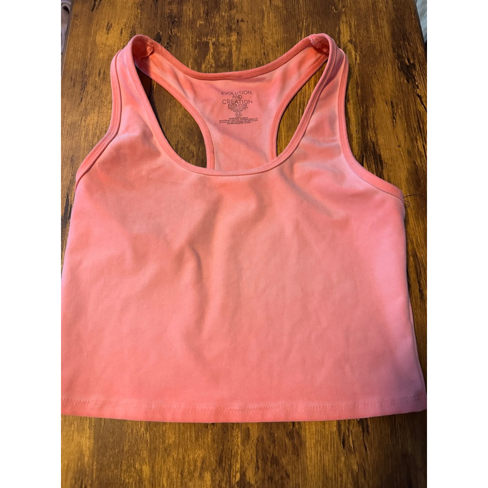 Evolution and Creation Orange Racerback Tank Top M Stretchy Scoop Neck Active